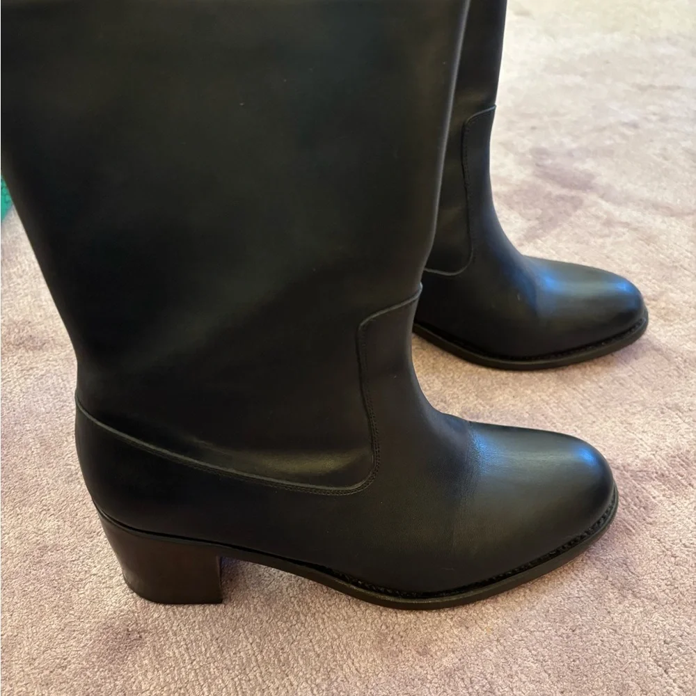 A.P.C. Black Heeled Leather Boots - Picture 1 of 14